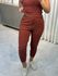 Calça De Tricô Com Barra Italiana Telha 