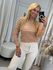 Blusa Biamar Listrada Com Gola Média Caramelo