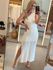 Vestido Le Bongã Tricô Longo De Um Ombro Só Vazado Off White 0110 