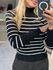 Blusa Abenção Listrada Com Gola Alta Preto