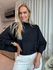 Blusa Biamar De Fio Pluma Com Manga Morcego Preto