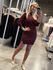 Vestido Curto Abenção Canelado Bordo