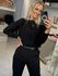 Blusa Gola Canoa Com Manga Morcego Preto