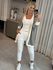 Casaco Biamar Alongado De Fio Pluma Com Listras Off White 