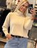 Blusa Biamar em Fio Pluma com Gola Boba Bege