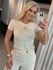 Blusa Canelada Biamar Com Gola Redonda Bege