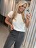 Blusa Canelada Biamar Com Gola Redonda Off White 10/12