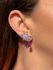 Brinco EarCuff Gota Safira Pink Ródio Branco