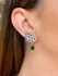 Brinco EarCuff Gota Verde Esmeralda Ródio Branco