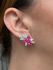 Brinco EarCuff Gotas Safira Rosa/Pink Prateado