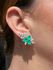 Brinco EarCuff Gotas Esmeralda Prateado