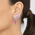 Brinco EarCuff Gota Luxo Safira Rosa/Pink Prateado