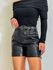 Short Cinto Couro Fake Preto