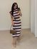 Conjunto Tricot Listrado Marrom