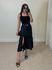 Saia Midi Tricot Babado Preto