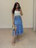 Saia Midi Tricot Babado Azul 