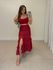 Saia Midi Tricot Babado Vermelho