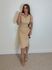 Vestido Canelado Gola Polo Nude