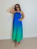 Vestido Longo Plissado Degradê Verde