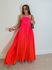 Vestido Longo Plissado Degradê Laranja