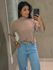 Blusa Canelada Gola Alta Nude