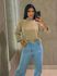 Blusa Canelada Gola Alta Areia