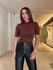 Blusa Manguinha Canelada Café 
