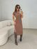Vestido Canelado Gola Polo Marrom