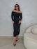 Vestido Canelado Ombro a Ombro Preto