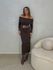 Vestido Canelado Ombro a Ombro Café