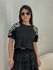 Blusa Bordada Strass Preta