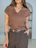 Blusa Manguinha Gola Polo Café 