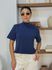 Blusa Manguinha Aveludada Marinho 