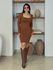 Vestido Tricot Manga Longa Rute Marrom