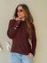 Blusa Tricot Manga Longa Fabi Café 