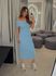 Vestido Canelado Ombro a Ombro Mariah Azul