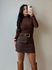 BODY MANGA LONGA TULE MARROM