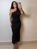 VESTIDO MIDI CANELADO ROMANA PRETO