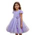 Vestido Lilás Infantil Menina Festa Glitter Perolas Elegante Com Babado 