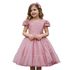 Vestido Rose Infantil Menina Festa Glitter Perolas Elegante Com Babado 