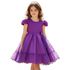 Vestido Roxo Infantil Menina Festa Glitter Perolas Elegante Com Babado 