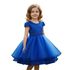 Vestido Infantil Azul Festa Bordado Com Cinto De Pérola E Strass 