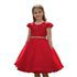Vestido Juvenil Vermelho Curto Bordado Saia Lisa Com Cinto Dourado 