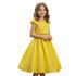Vestido Juvenil Amarelo Com Aplicações De Flores Elegante 