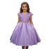 Vestido Juvenil Lilás Com Aplicações De Flores Elegante 