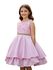 Vestido Infantil Rosa Curto Elegante Com Aplique Flores + Tiara 
