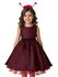Vestido Infantil Curto Preto Fantasia Joaninha Tiara Temática 