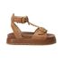 Sandália Isabela Papete Flatform Spikes Tornozeleira Caramelo