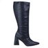 Bota Feminina Cano Alto Salto Geometrico Croco Preto