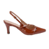 Scarpin Slingback Lais Bico Fino Detalhe Fivela Whisky